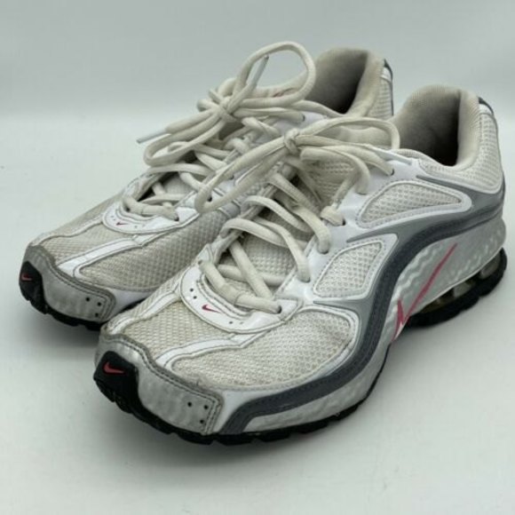 Nike Ladies 8 Reax Run 5 White/Silver/Pink Athletic Running Sneakers 407987-116 - Picture 1 of 5